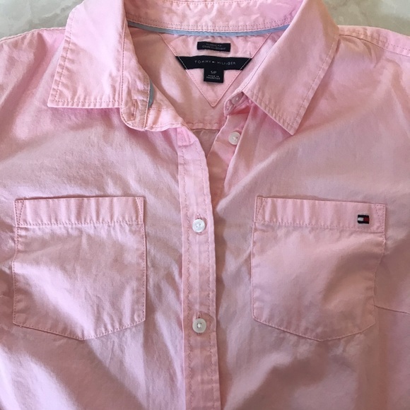 Tommy Hilfiger Pink Cotton Button Up Top Size Small - Picture 9 of 13